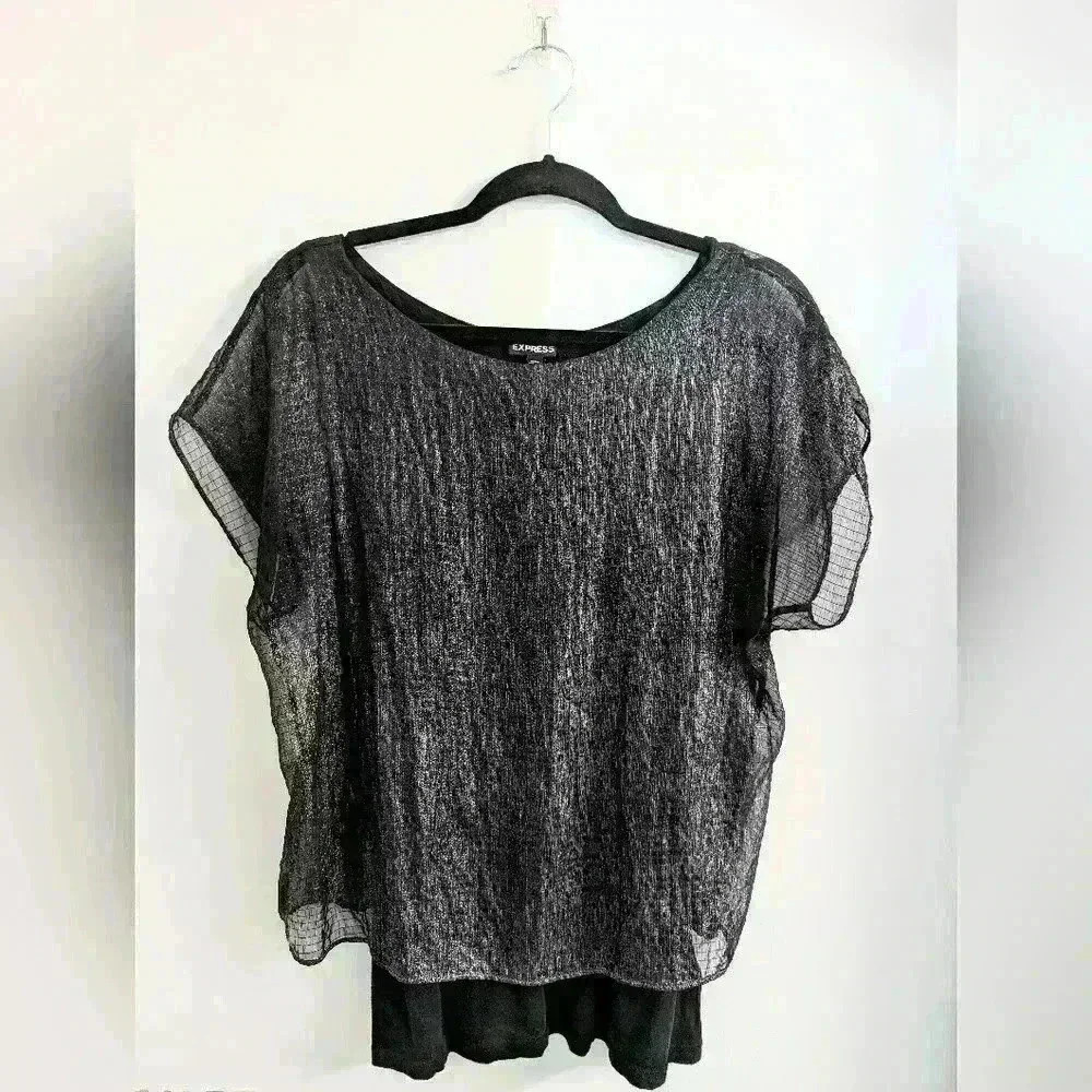 Express Shimmer Overlay Blouse